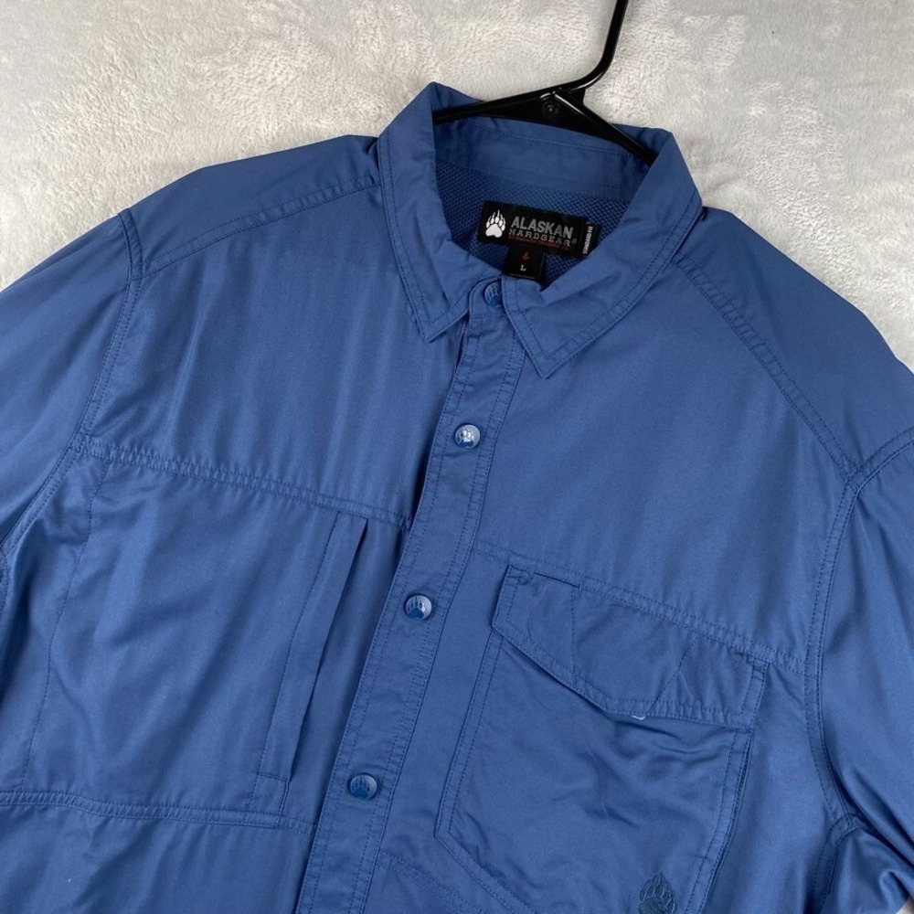 Alaskan Hardgear Shirt Mens Large Blue Performance Snap Mesh Back Fishing Hiking